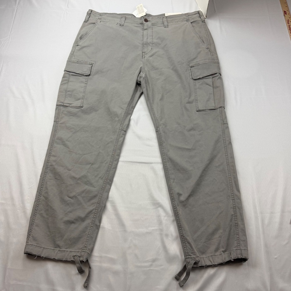 American Eagle Cargo Pants Mens 40x32 Grey Flex Slim Lived-In Drawstring Cuffs
